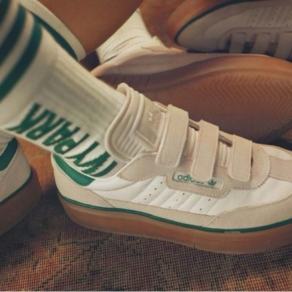 adidas Ivy Parke Velcro Sneakers in White and Green